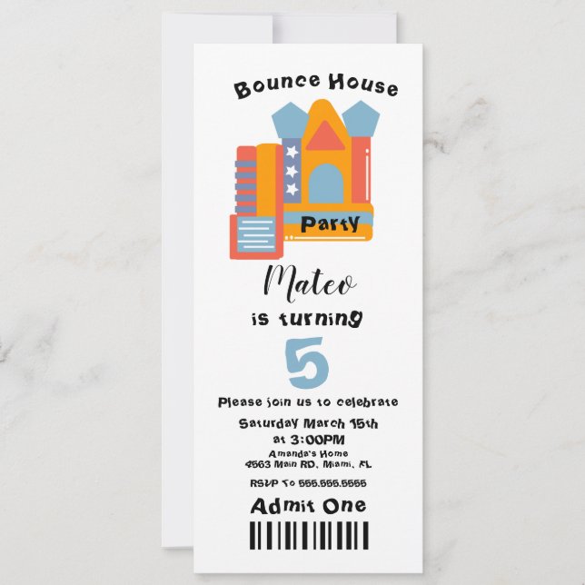 Invitation Style de billet d'anniversaire de la maison de reb (Devant)