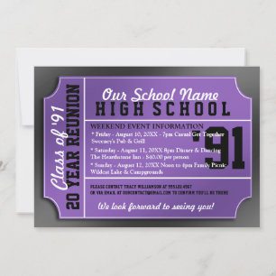 Invitation Style de billet Réunion classe Noir/Violet
