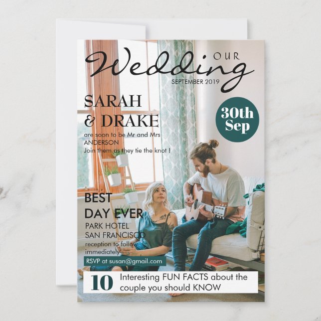 Invitation Style de couverture de magazine personnalisé Maria (Devant)