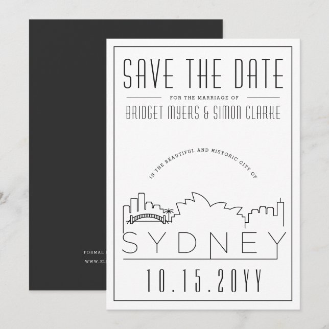Invitation Style de décoration de mariage à Sydney sur la sky (Devant / Derrière)