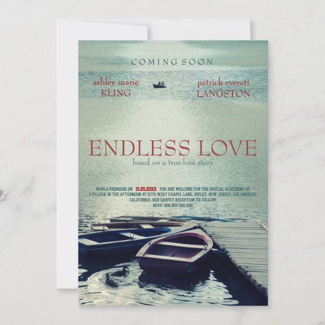 Invitation Style de film d'affiche ENDLESS LOVE (Devant)