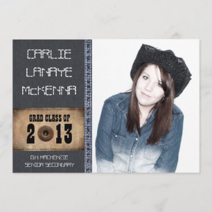 Invitation Style de Jean de denim de diplômé de fille