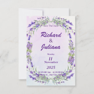 Invitation style de mariage à la lavande française