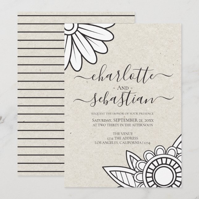 Invitation Style de typographie moderne Mariage (Devant / Derrière)