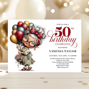 Invitation Style d'humour cinquantième anniversaire femme fêt