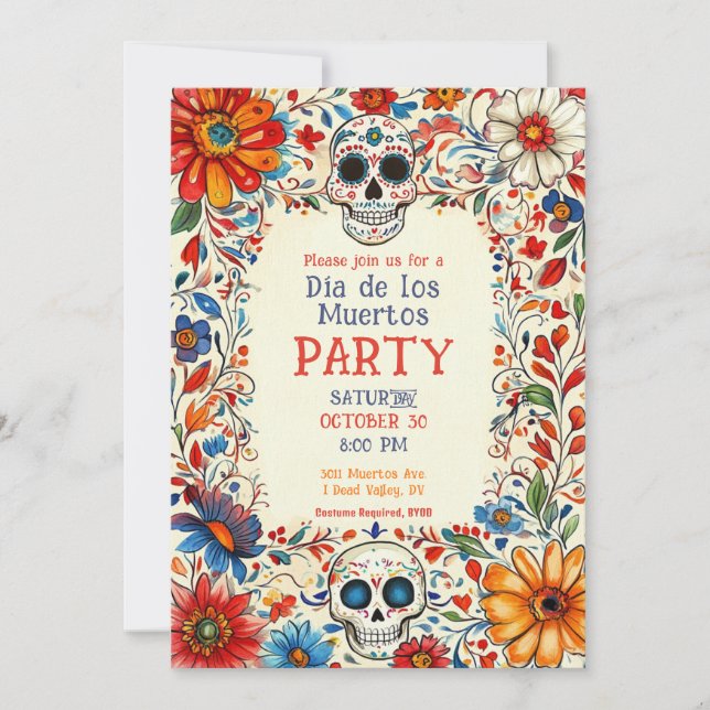 Invitation 💀 Style Doodle Día de Muertos (Devant)