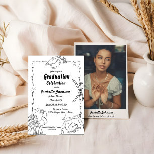 Invitation Style Doodle élégant Main Dradud Graduation