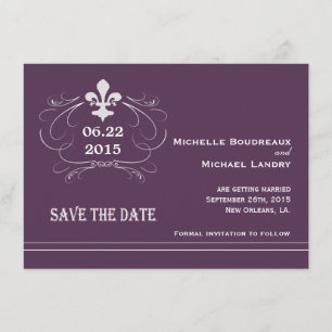 Invitation Style Élégant Rétro Fleur de Lis Save the Date