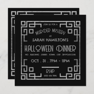 Invitation Style Géométrique Gatsby, Meurtre Mystère Hallowee