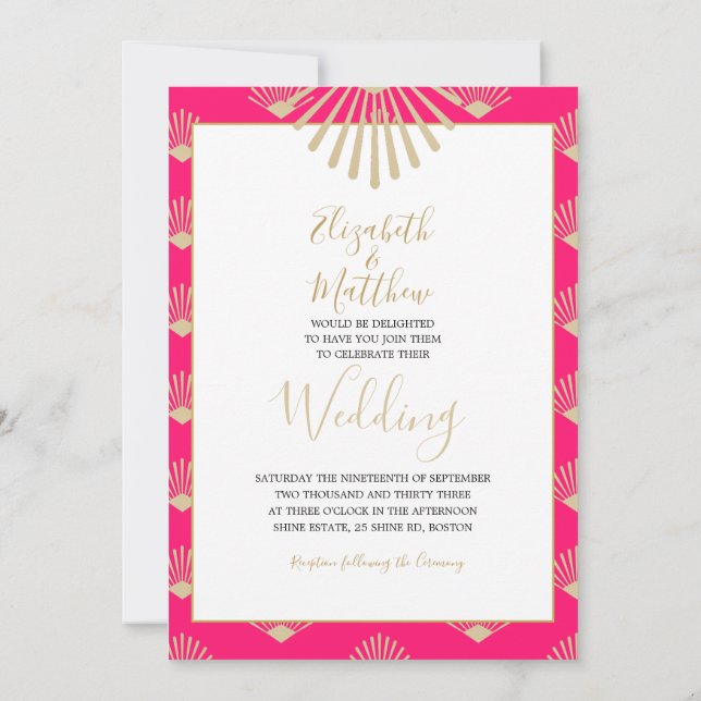 Invitation Style indien Pink Gold Chic Mariage Décontracté In (Dos)