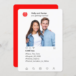 Invitation Style Instagram Mariage chinois Enregistrer la dat