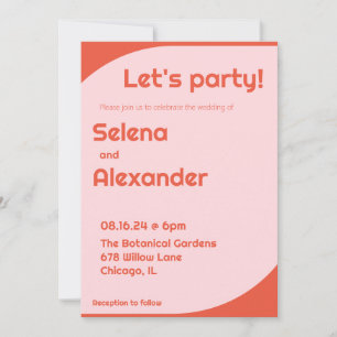 Invitation Style les années 70 clair Retro rose et orange Gra
