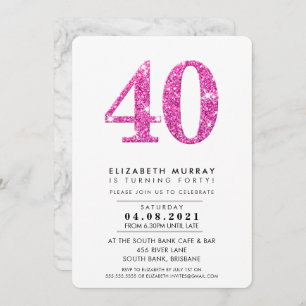 Invitation STYLE MODERNE 40e anniversaire parties scintillant