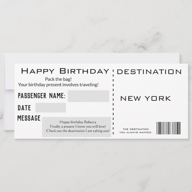 Invitation Style moderne de billet de vol actuel Anniversaire (Devant)