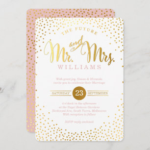 Invitation STYLE MODERNE MARIAGE de confetti tacheté rose
