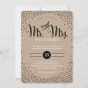 Invitation STYLE MODERNE MARIAGE mini confetti noir kraft