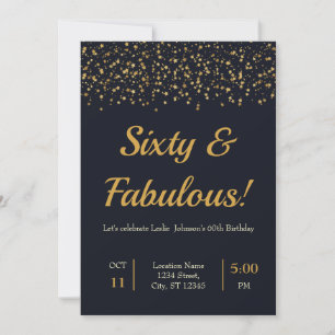 Invitation Style N'Importe Quel Âge Or Étoiles Anniversaire