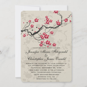 Invitation Style oriental Sakura Cherry Blossom Art Mariage