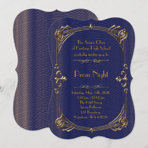 Invitation Style Prom Night Empire, Mélange d'or, marine, chi