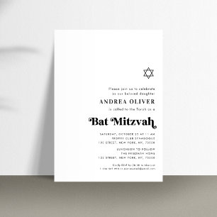 Invitation Stylé Retro Script Gras Minimaliste Bar Mitzvah