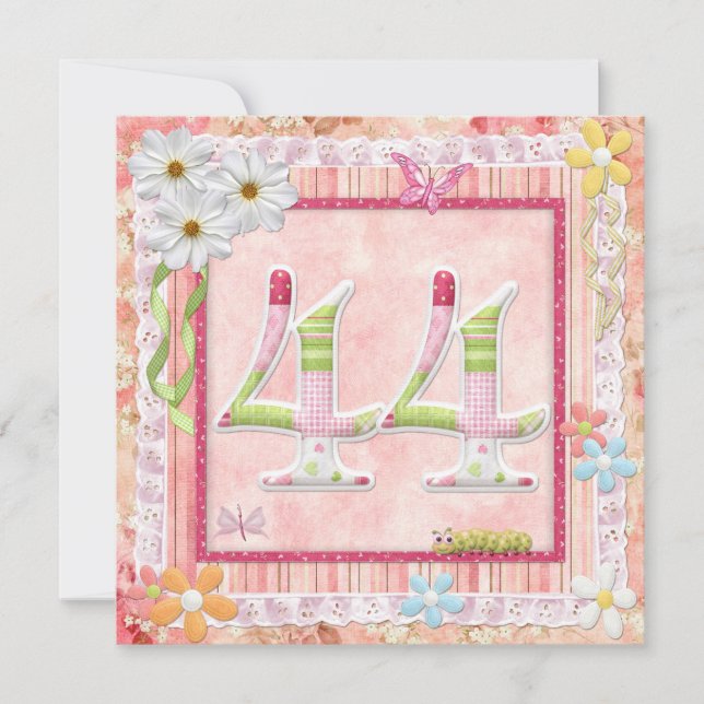 Invitation style scrapbooking pour 44e anniversaire (Devant)