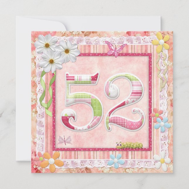 Invitation style scrapbooking pour 52e anniversaire (Devant)