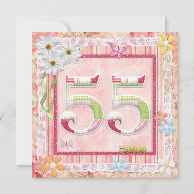 Invitation style scrapbooking pour la fête du 55e anniversair (Devant)