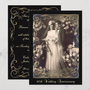 Invitation Style vintage 60e anniversaire Mariage