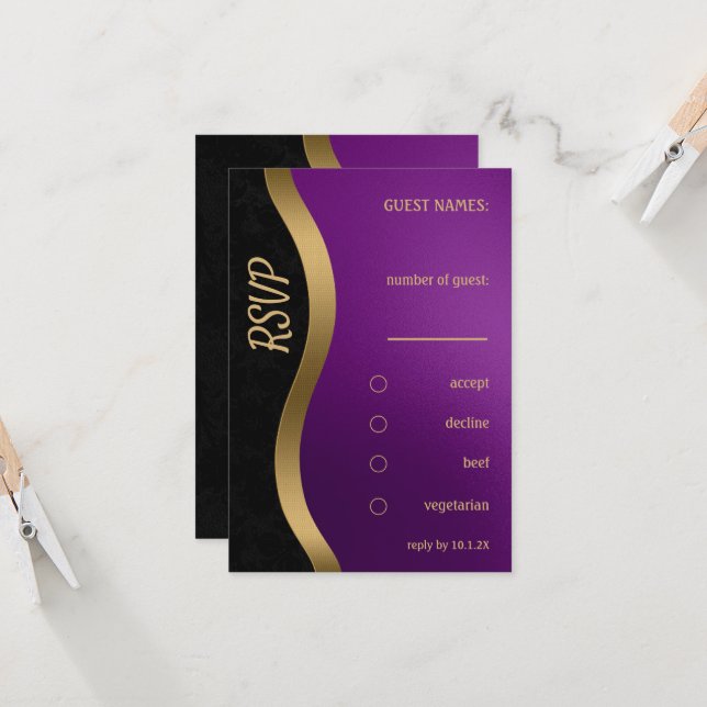 Invitation Style violet et or (Devant/Arrière en situation)