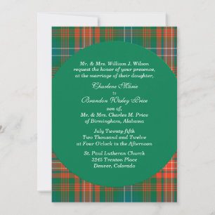 Invitation Style Wilson Orange & Green Plaid Mariage