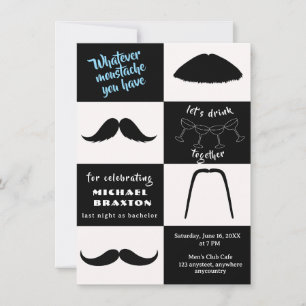 Invitation Styles de moustache noir et blanc pour enterrement