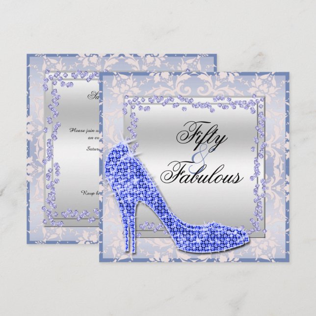 Invitation Stylets, diamants et damassé étincelants 50 (Devant / Derrière)