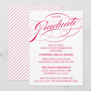 INVITATION STYLISE ÉLÉGANTE SCRIPT GRADUATE PARTITE INVITATIO