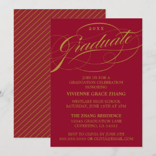 INVITATION STYLISE ÉLÉGANTE SCRIPT GRADUATE PARTITE INVITATIO