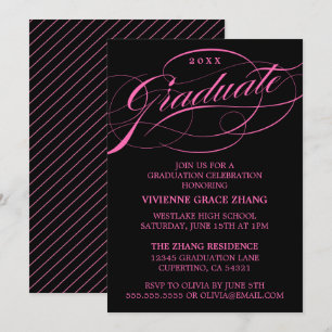 INVITATION STYLISE ÉLÉGANTE SCRIPT GRADUATE PARTITE INVITATIO