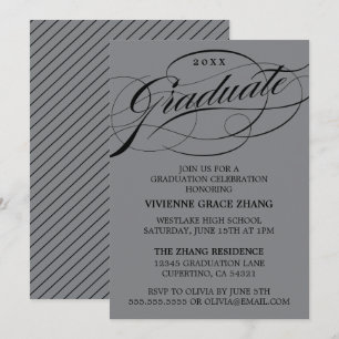 INVITATION STYLISE ÉLÉGANTE SCRIPT GRADUATE PARTITE INVITATIO