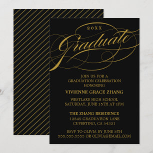 INVITATION STYLISE ÉLÉGANTE SCRIPT GRADUATE PARTITE INVITATIO
