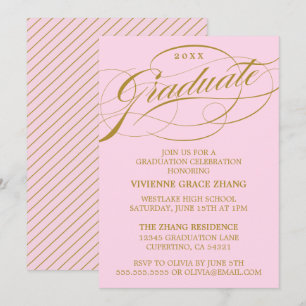 INVITATION STYLISE ÉLÉGANTE SCRIPT GRADUATE PARTITE INVITATIO