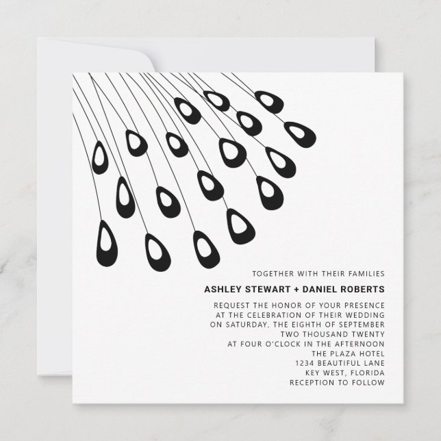 Invitation Stylisé Peacock Feathers Mariage moderne (Devant)