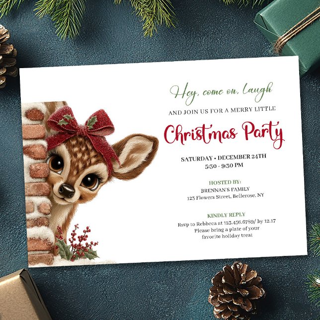 Invitation Stylish Baby Deer Cartoon Funny Watercolor Party  (Stylish Baby Deer Cartoon Funny Watercolor Party Invitation

)