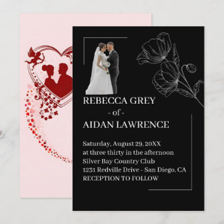 Invitation Stylish Black White Overlay Photo 2026 