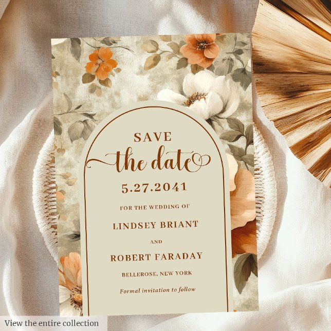 Invitation Stylish Boho Earthy Ivory Olive Save The Date (Stylish Boho Earthy Ivory Olive Save The Date)