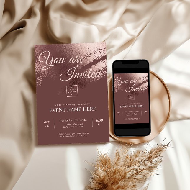Invitation Stylish bronze editable special event invite (Stylish bronze editable special event einvite)