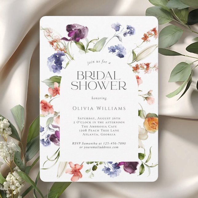 Invitation Stylish Fantasy Floral Bridal Shower (Available in both printed and instant download digital formats.)