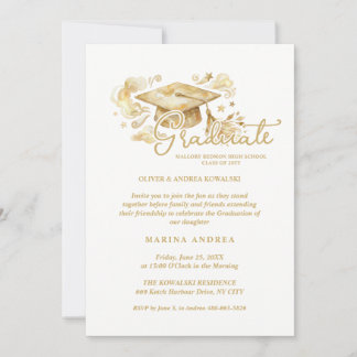 Invitation Stylish Graduate Cap in Beige Tones Graduation 