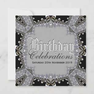 Invitation Stylish Lacy Black+Grey Fêtes d'anniversaire Invi