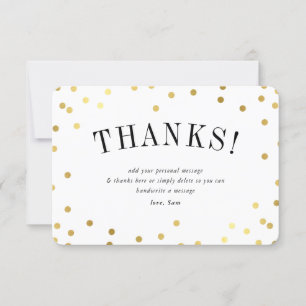 Invitation STYLISH MERCI mignon taches de confetti en or