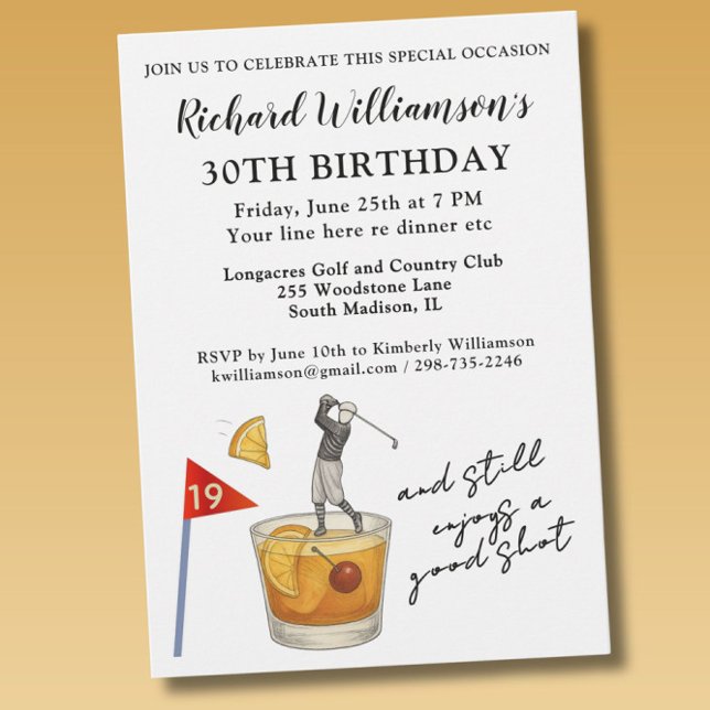 Invitation Stylish Modern Golf Humorous 30th Birthday Party (Créateur téléchargé)