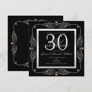 Invitation Stylish Pearl encadré 30e anniversaire de Mariage