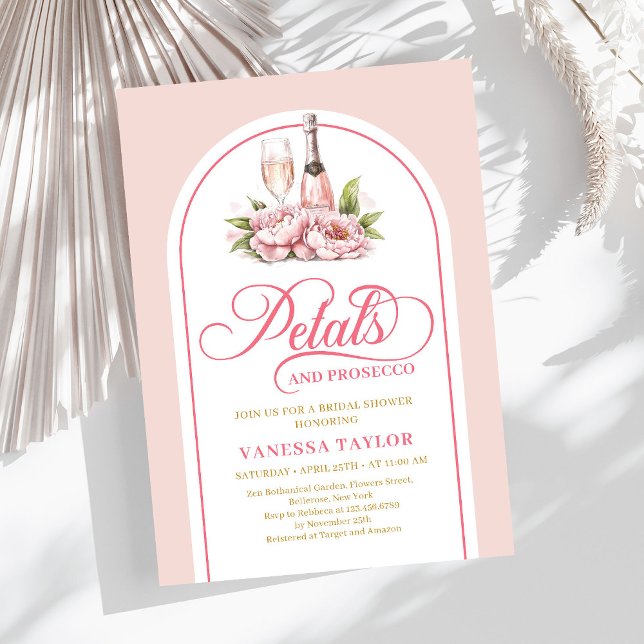 Invitation Stylish petals and prosecco watercolor bridal card (Stylish petals and prosecco watercolor bridal card)